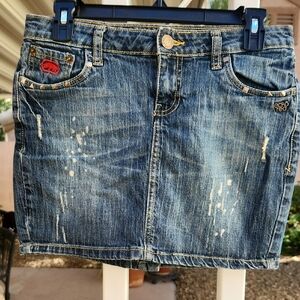 Ecko Red Junior Size 7 Distressed Blue Denim Mini Skirt